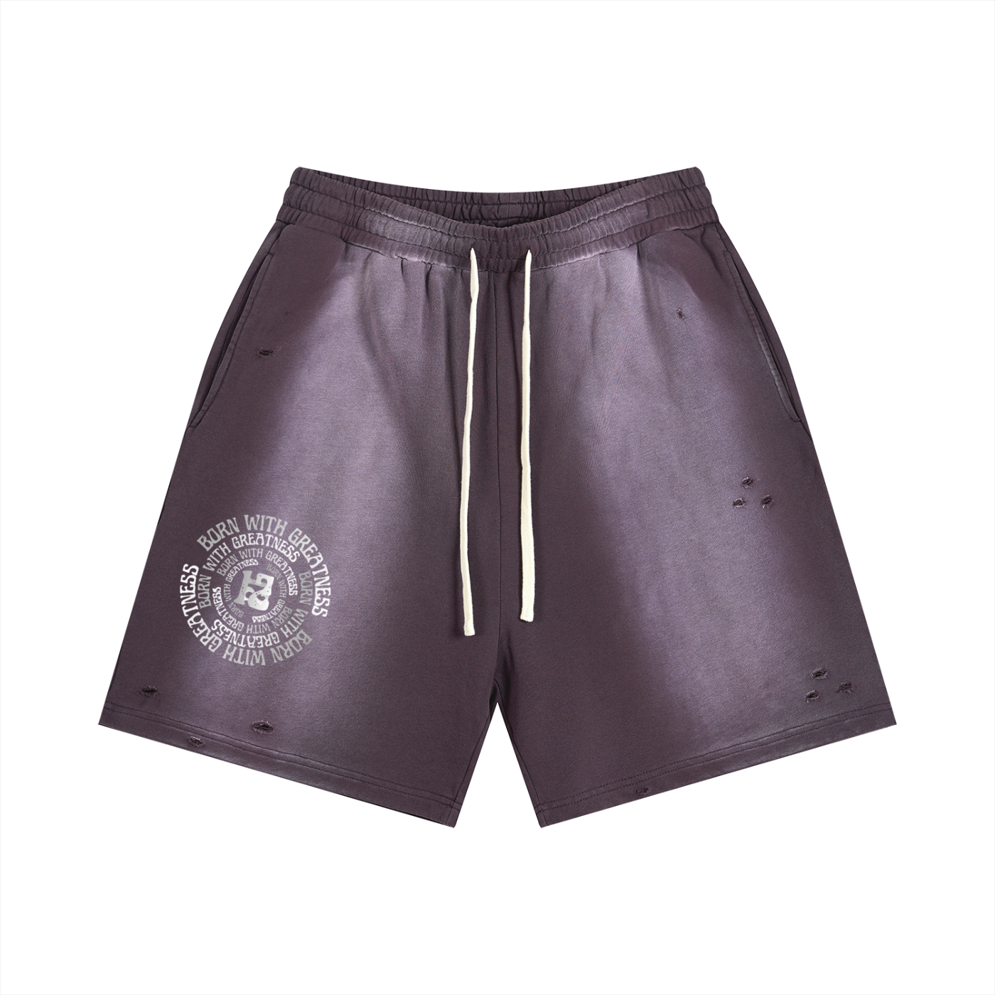 Born With Greatness Heavyweight Distressed Shorts