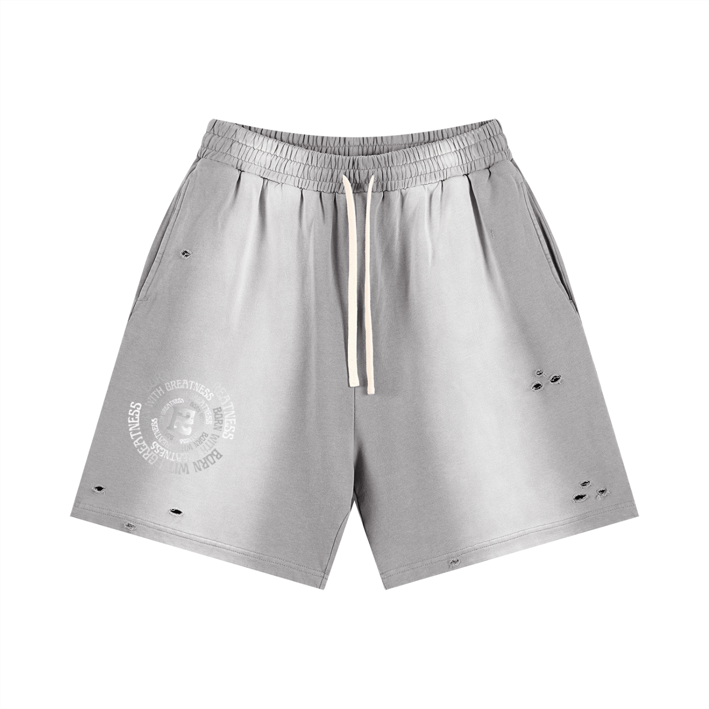 Born With Greatness Heavyweight Distressed Shorts